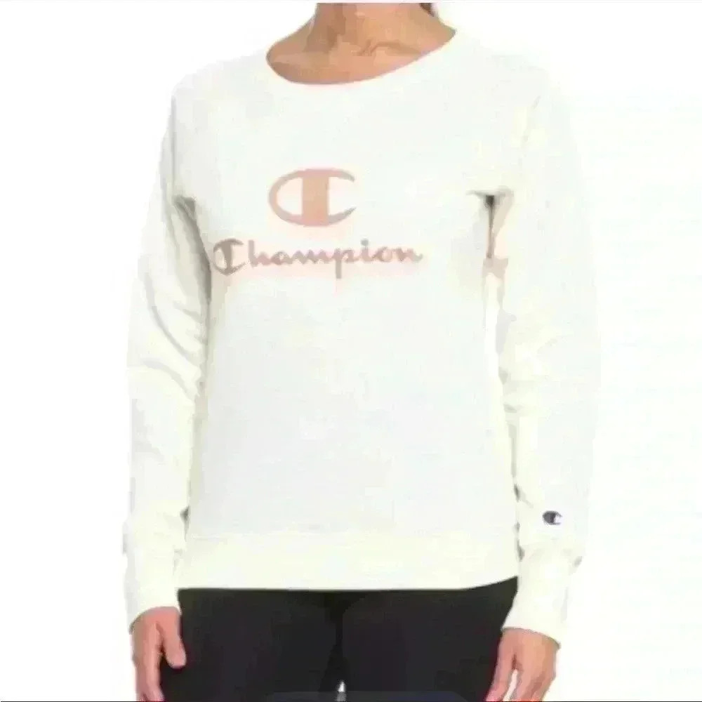 Champion Powerblend Classic Crew Sweatshirt in Cream Size X-Small NWT